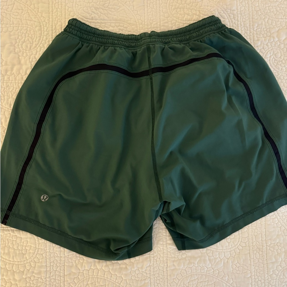 men’s green lululemon pace breaker shorts